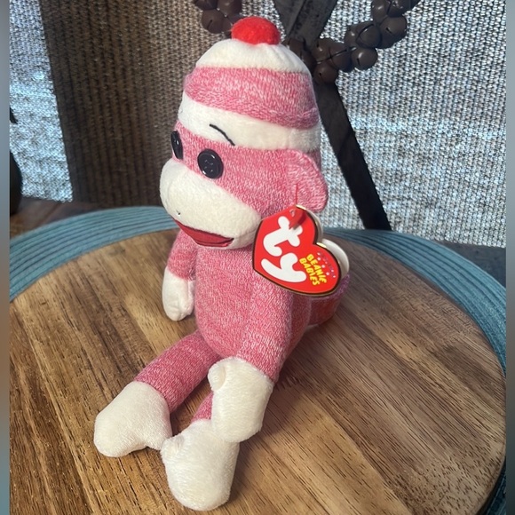 NWT TY Pink Beanie Buddy Socks the Sock Monkey 🙈 - Picture 7 of 13